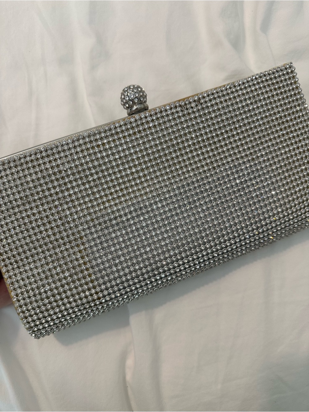 Kate Landry Silver Crystal Embellished Evening Clutch - Picture 4 of 7